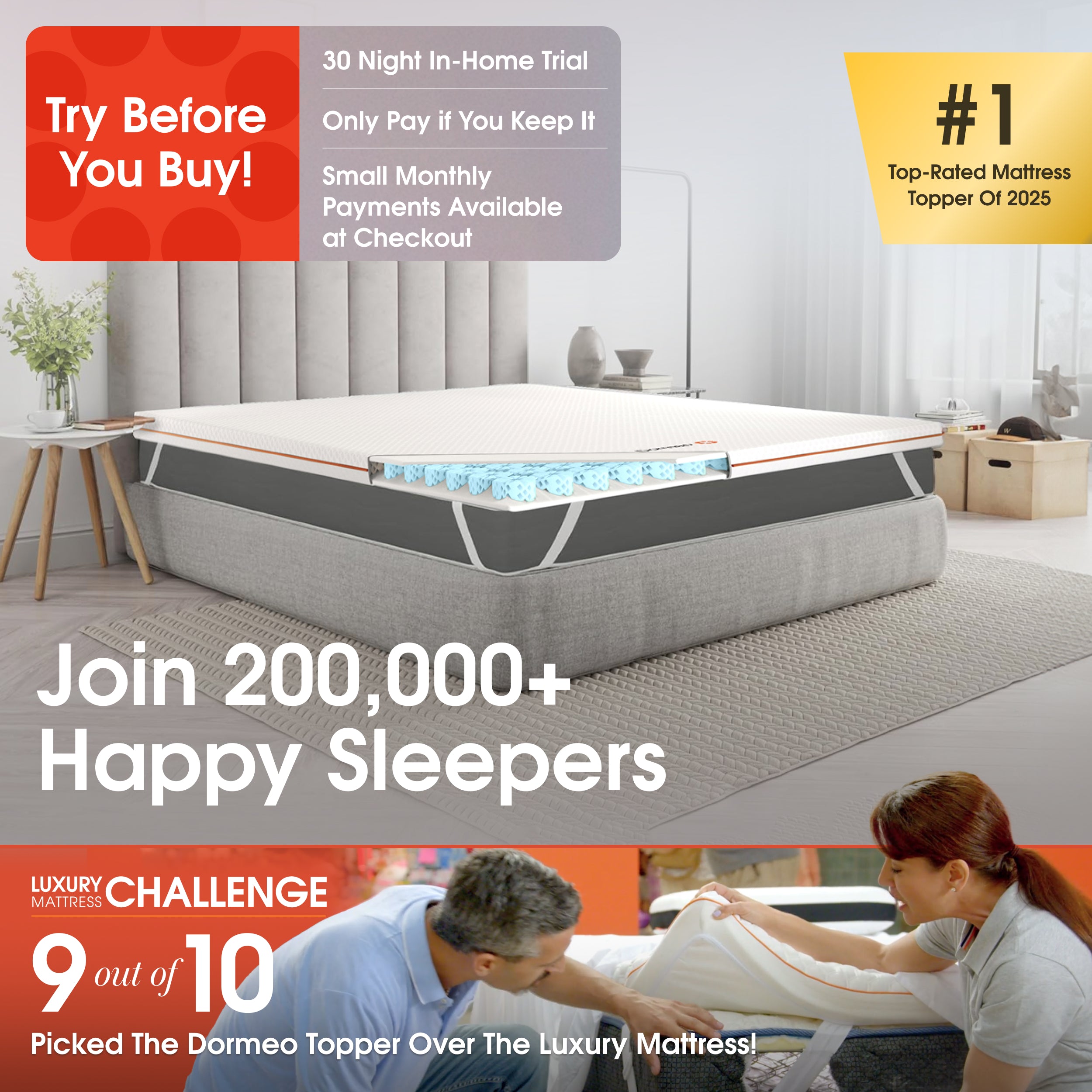 The Premium Mattress Topper by Dormeo® - Free Sleep Guide Special TV Offer & 30% Discount Applied